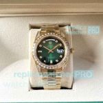Replica Rolex Day-Date Gradient Green Diamond Face 41mm Diamond Bezel Gold Watch